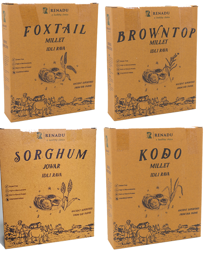 IDLY MILLET RAVA MEGA COMBO - Browntop + Foxtail + Kodo millet + White Jowar