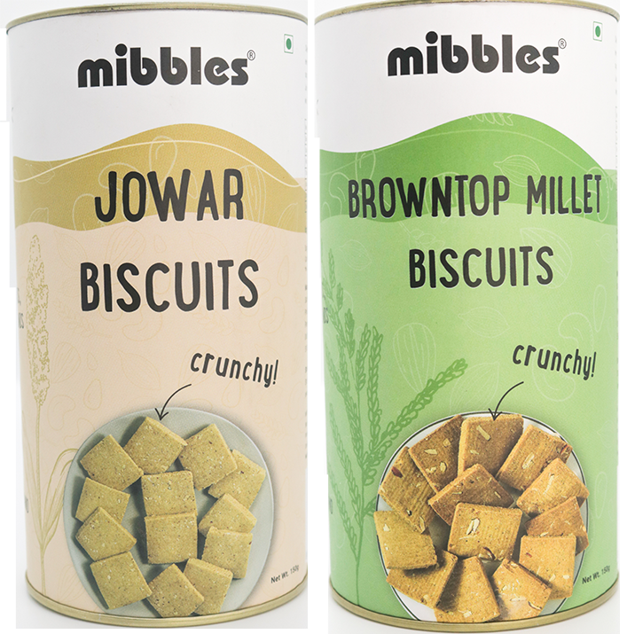 JOWAR & BROWNTOP MILLET BISCUITS 300 gms (ONE PACK EACH OF 150 GMS)