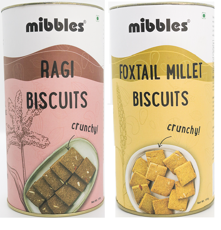 RAGI & FOXTAIL MILLET BISCUITS TOTAL 300 gms (ONE PACK EACH OF 150 GMS)