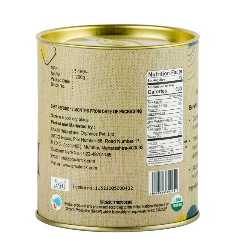 Praakritik Organic Whole Cashew 200 gms