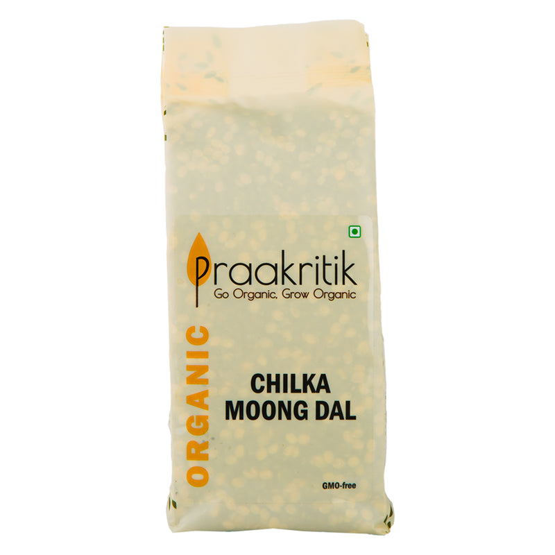 Praakritik Organic Chilka Hara Moong 500 gms