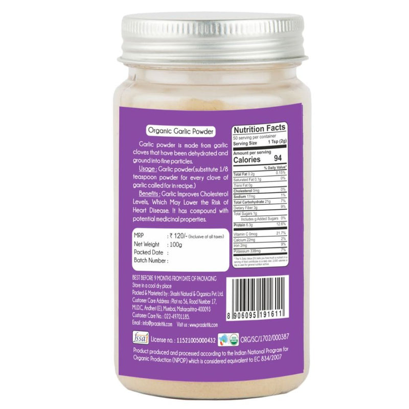 Praakritik Organic Garlic Powder 100 gms